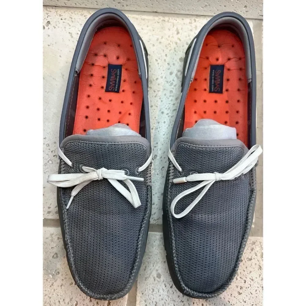 SWIMS Men's Grey Braided Lace Lux Washable Boat Loafers Size 11